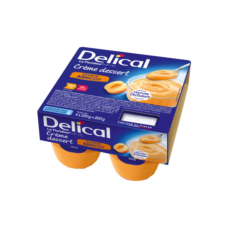 Delical La Floridine Crème dessert saveur abricot lot de 4x200gr