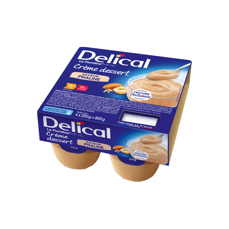 Delical La Floridine Crème dessert saveur praliné lot de 4x200gr