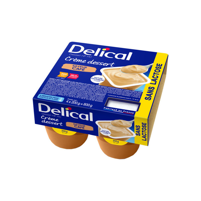 Delical Crème Dessert HP HC sans lactose saveur café lot de 4x200ml