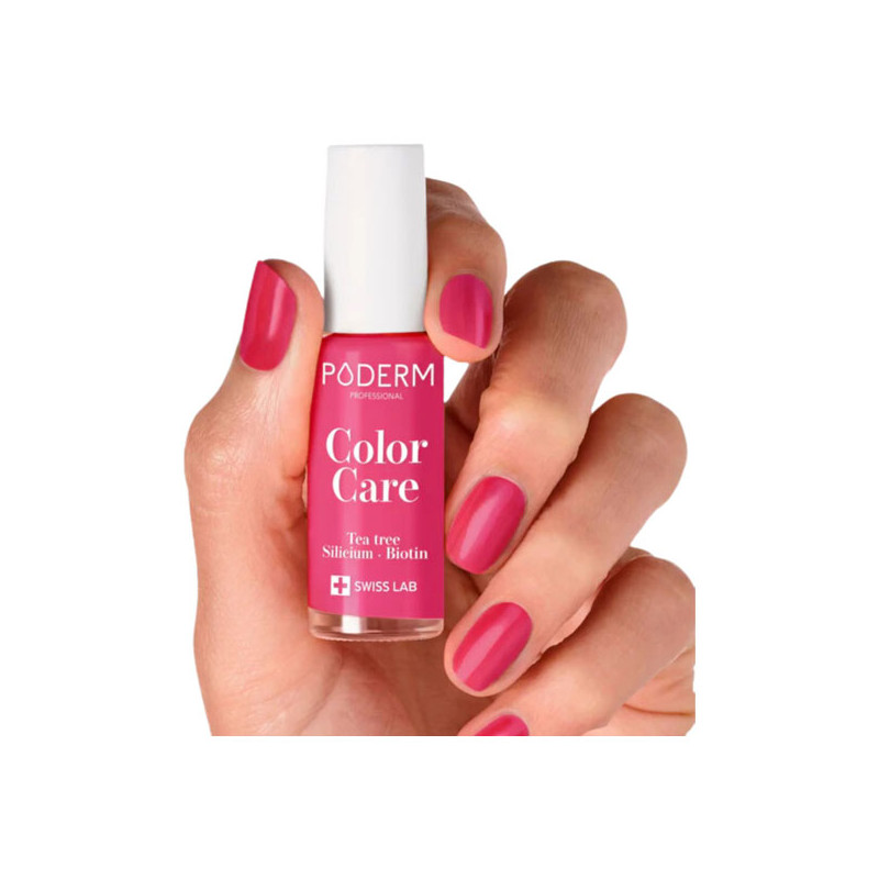 Poderm Color Care Tea Tree Vernis à ongles rose framboise 8ml