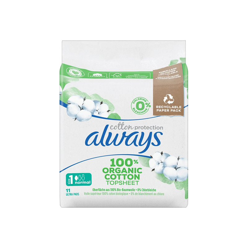 Always Cotton Protection taille 1 normal 11 serviettes hygiéniques