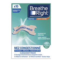 Breathe Right Bandelettes nasales menthol taille M 10 pièces