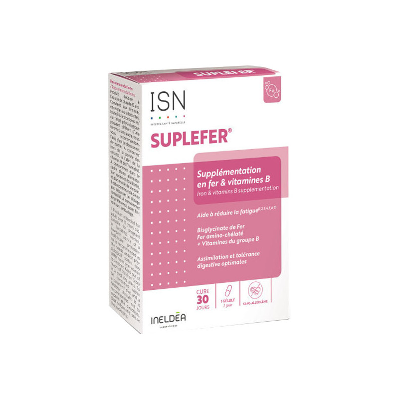 Ineldea Santé Naturelle Suplefer Supplémentation en fer & vitamines B 30 gélules végétales