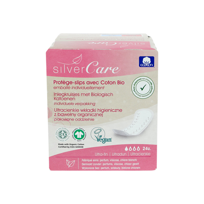 Silver Care Protèges Slips coton bio emballage individuel 24 unités