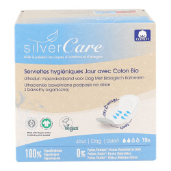 Silver Care Serviettes hygieniques Jour en coton bio 10 unités