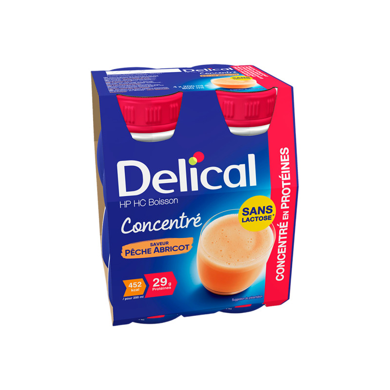 Delical Boisson Concentré HP HC pêche abricot 4 x 200ml