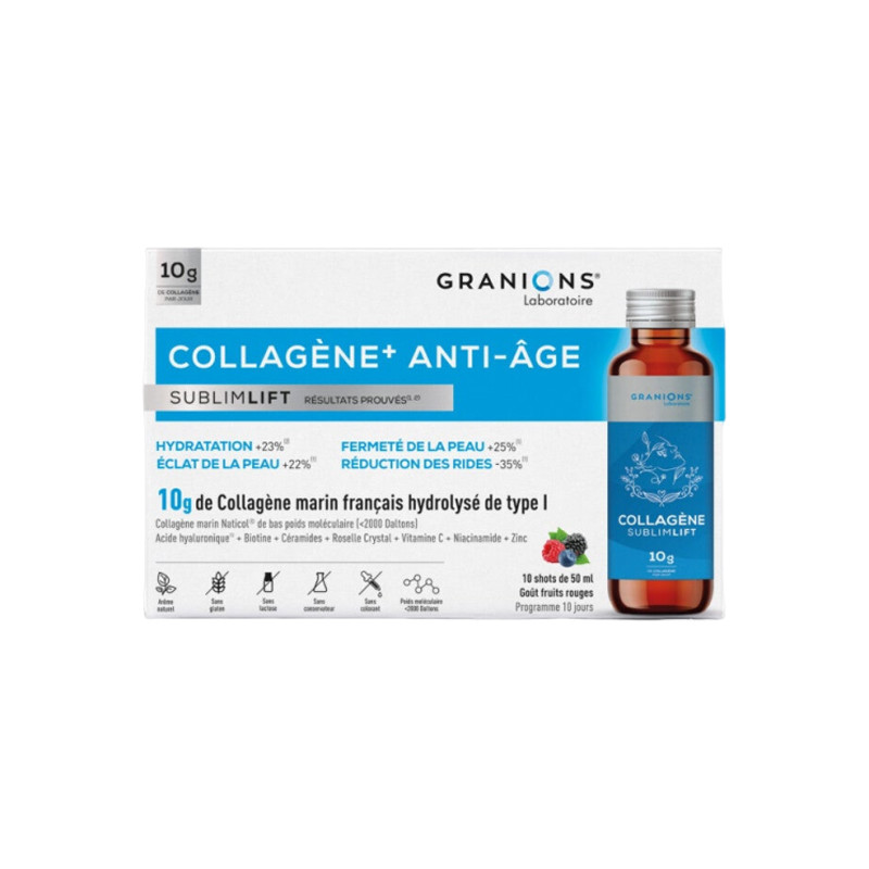 Granions Collagène+ Anti-âge sublimlift 10 shots fruits rouges de 50ml