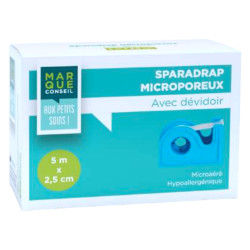 Marque Conseil Sparadrap Microporeux avec déversoir 5 m x 2,5 cm