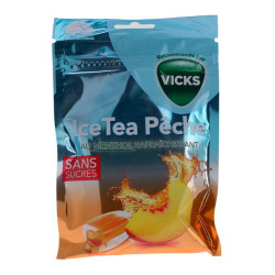 Vicks Ice Tea Pêche bonbons au menthol rafraîchissant 72gr