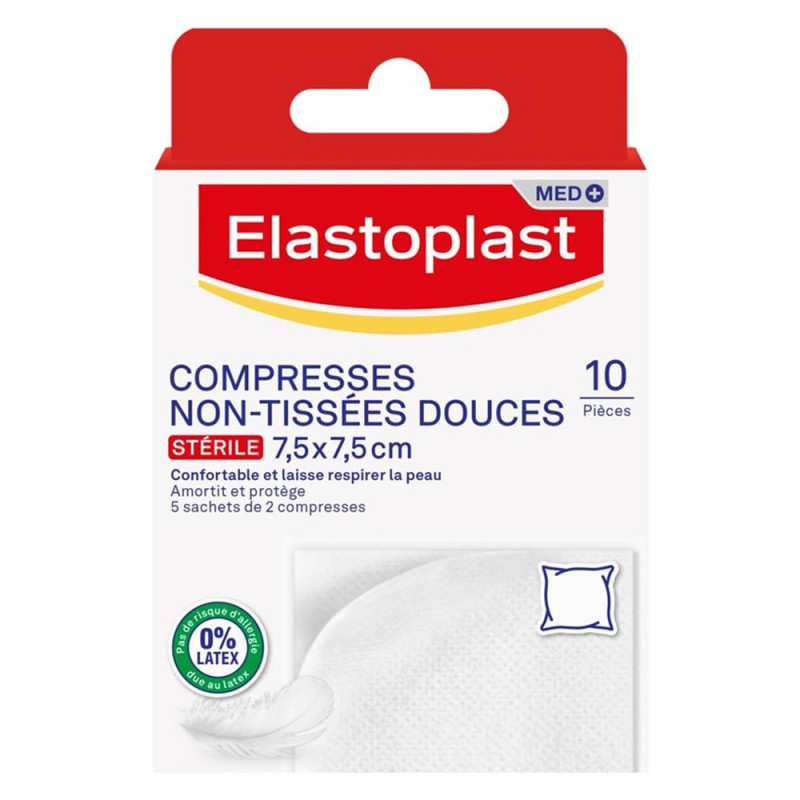 Elastoplast Compresses Non-tissées douces 7,5 cm x 7,5 cm 10 pièces