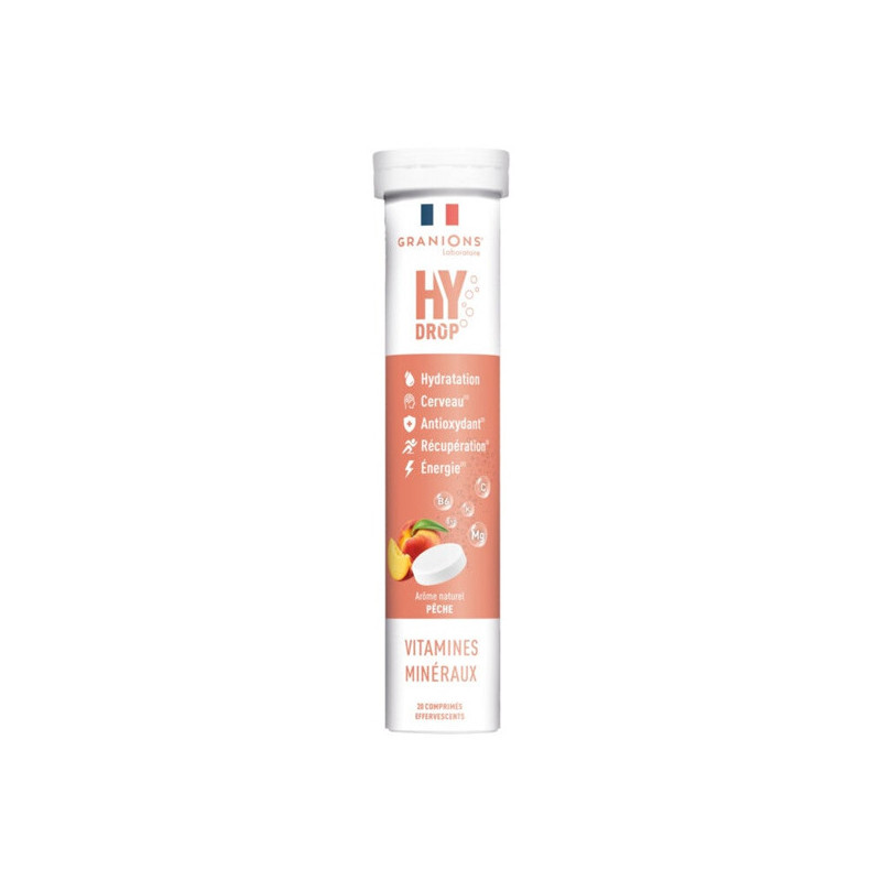 Granions Hydrop Pastilles hydratation 5 en 1 pêche 20 comprimés