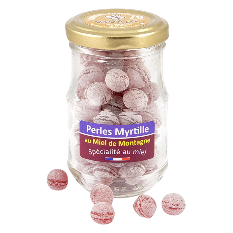 Vivapi Bonbons Perles Myrtille au Miel de montagne 70gr