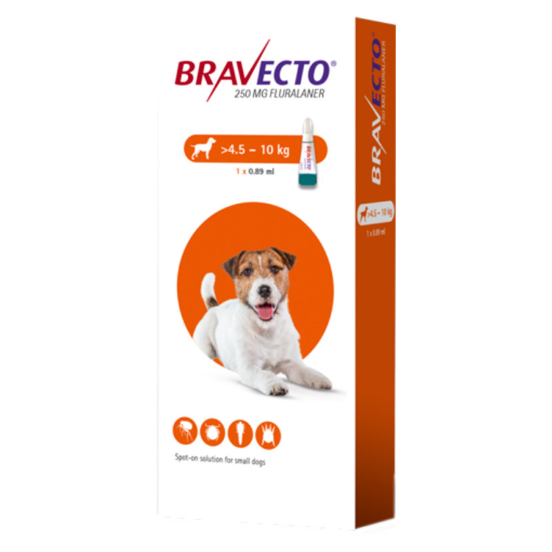 Bravecto 250 mg Chien 4,5 à 10kg boîte de 2 comprimés