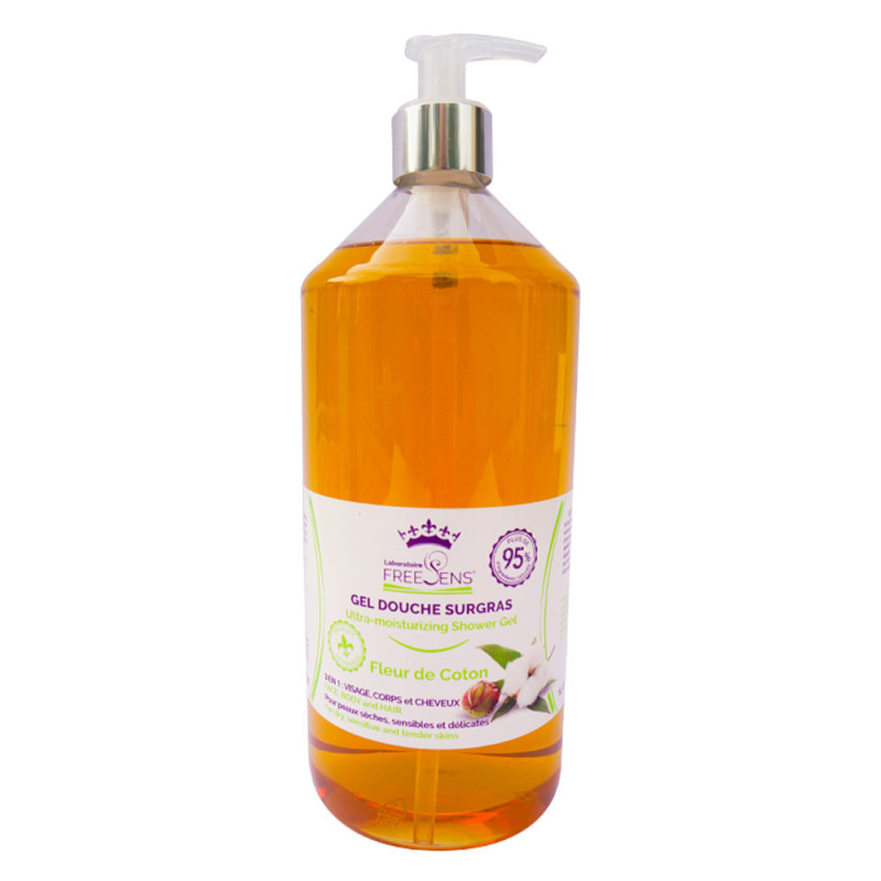 Freesens Gel douche surgras sans savon fleur de coton 1L