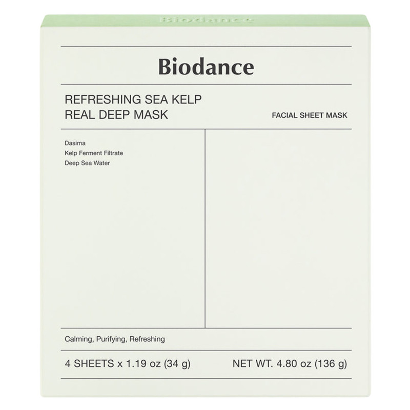 Biodance Refreshing Sea Kelp Real Masque profond 4 pièces