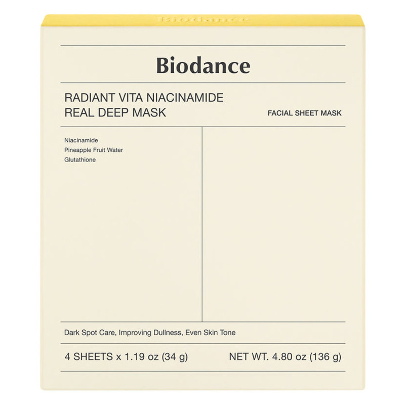 Biodance Radiant Vita Niacinamide Real Masque profond 4 pièces