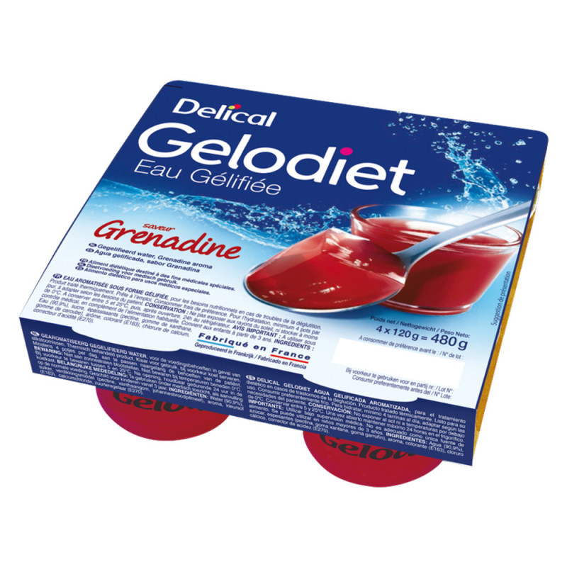 Delical Gelodiet Eau gélifiées saveur grenadine 4x120gr