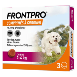 Frontline Frontpro 11,3mg petit chien 2-4kg 3 comprimés à croquer