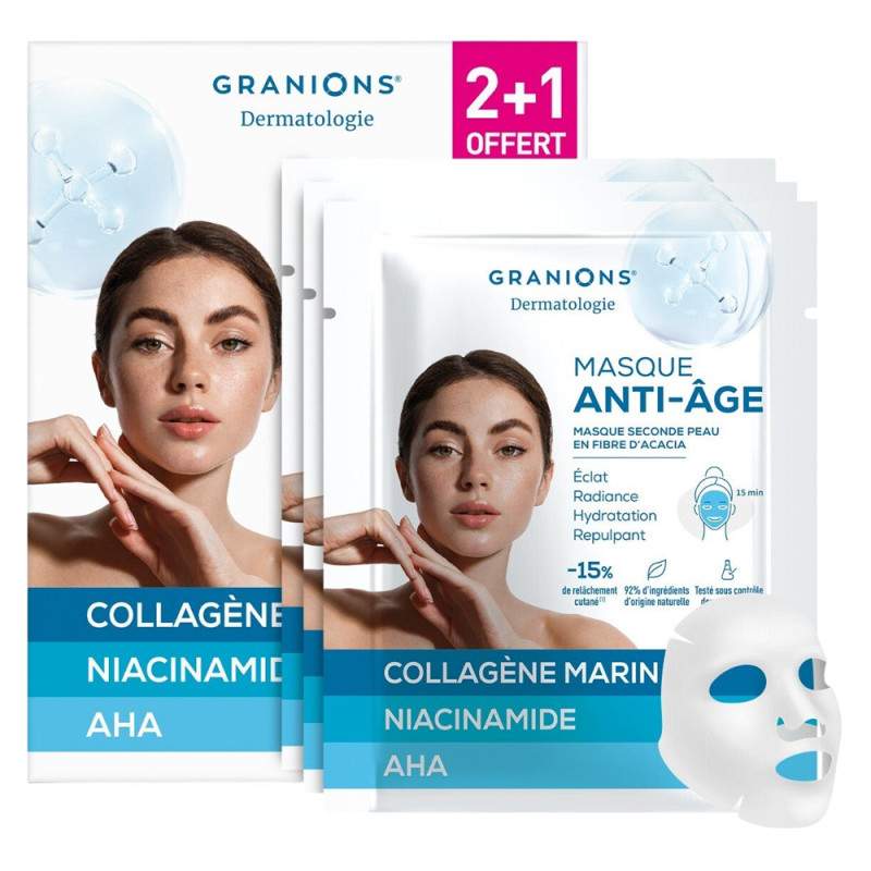 Granions Masque anti-âge seconde peau 2+1 offert