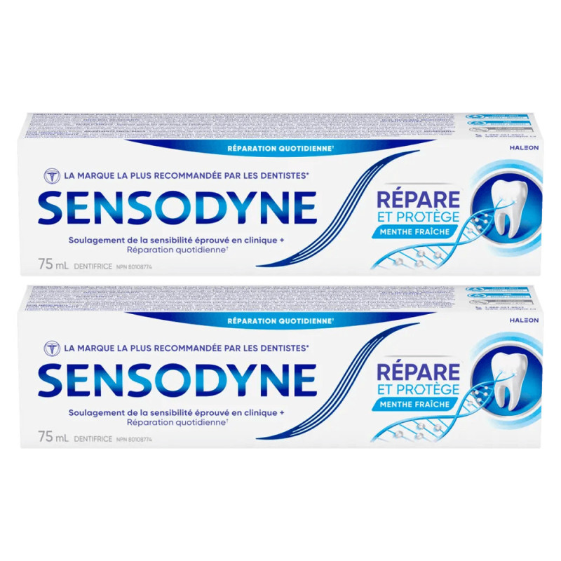 Sensodyne Dentifrice Répare et protège menthe fraîche 2 x 75ml