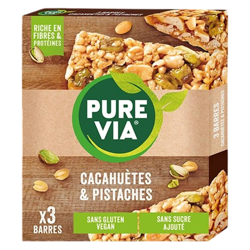 Pure Via Cacahuètes & Pistaches 3 barres