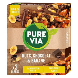 Pure Via Nuts Chocolat & Banane 3 barres