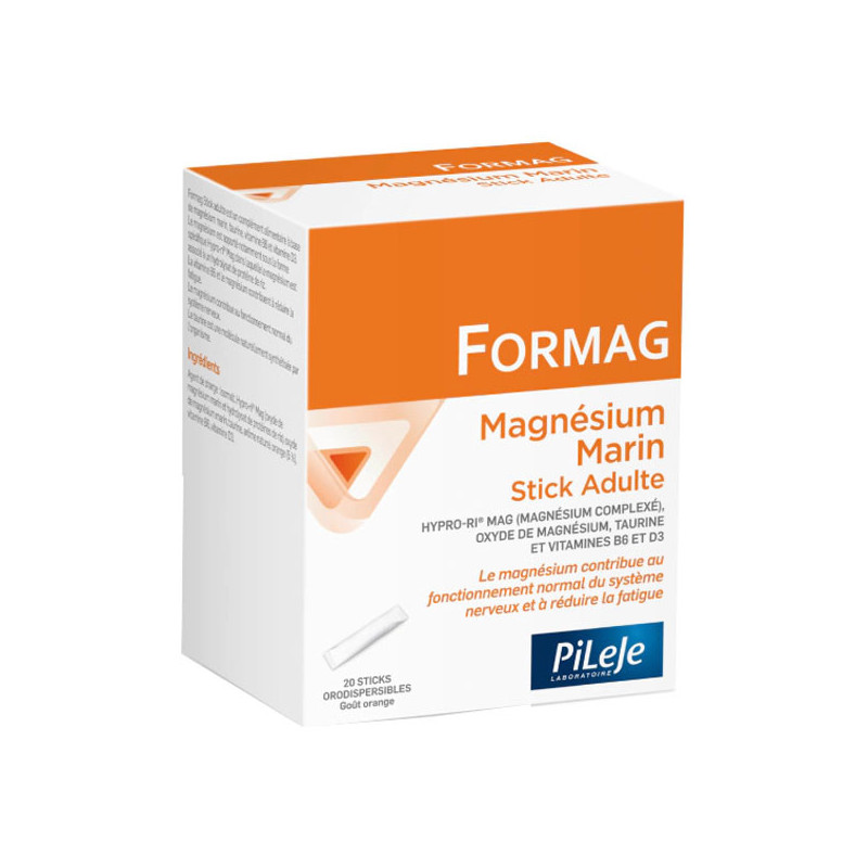 Pileje Formag Magnésium Marin Adulte goût orange 20 Sticks orodispersibles
