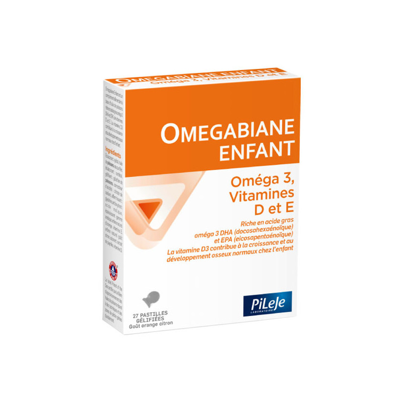 Pileje Omegabiane Enfant goût orange citron 27 pastilles gélifiées
