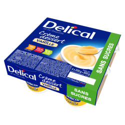 Delical Crème dessert HP HC Édulcorée sans sucres saveur Vanille 4x200gr