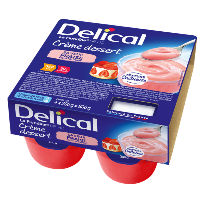 Delical Crème dessert HP HC La Floridine Fraise 4x200gr