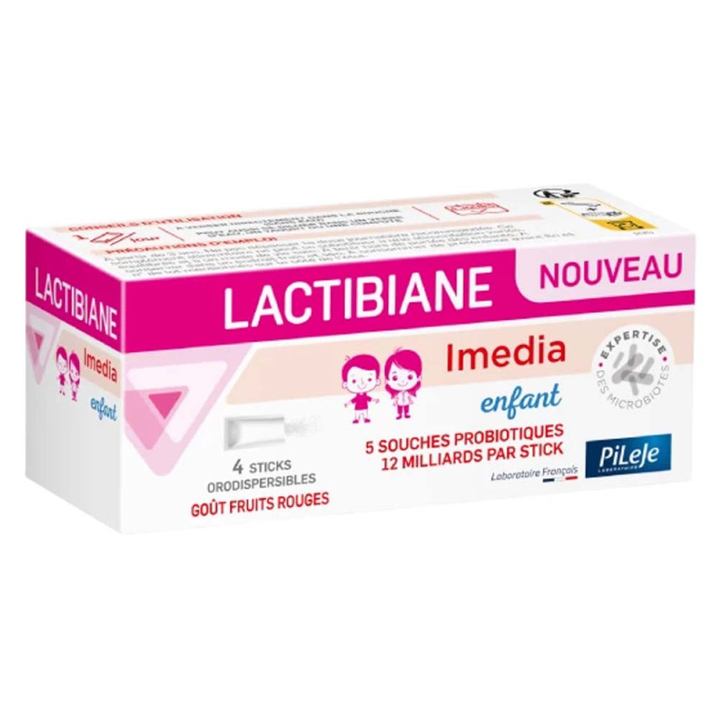 Pileje Lactibiane Imedia Enfant Goût fruits rouges 4 sticks orodispersibles