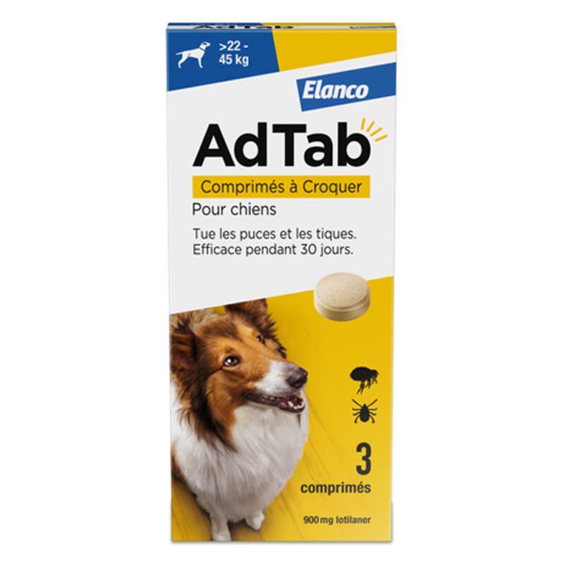 AdTab 900mg 3 comprimés à croquer pour chien 22 à 45kg