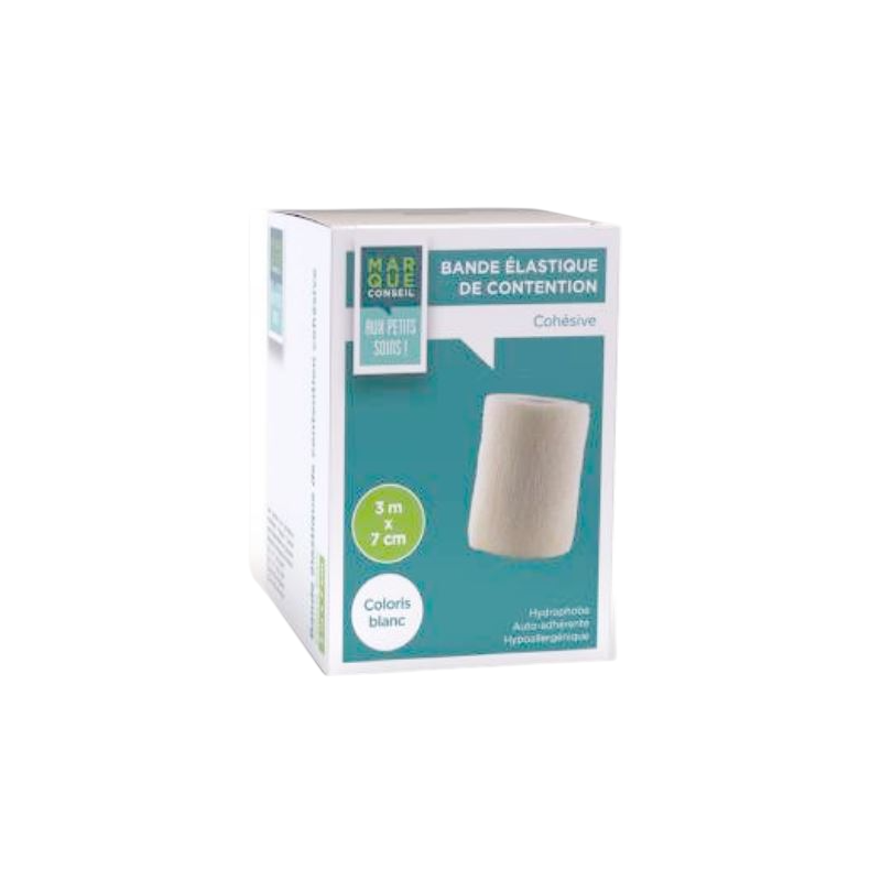 Marque Conseil Bande élastique de contention 7cmx3m blanc