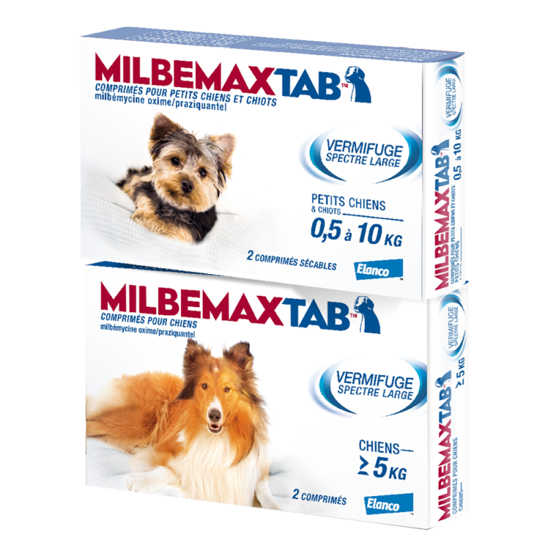 MilbemaxTab 2,5mg/25mg 2 comprimés pour petits chiens et chiots