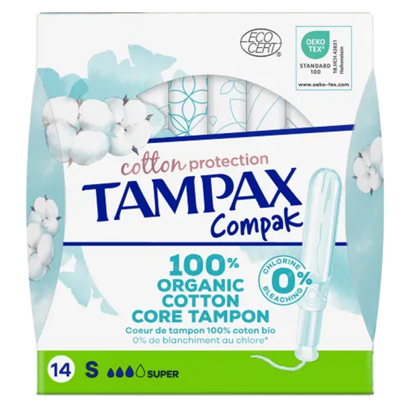 Tampax Compak cotton protection Super 14 tampons