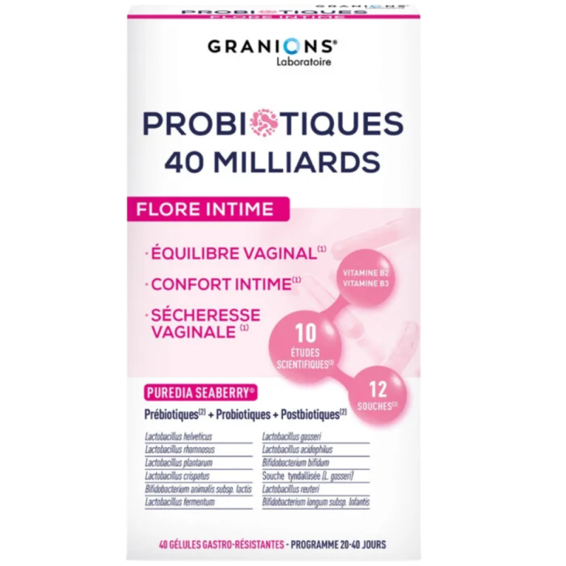 Granions Probiotiques 40 milliards Flore Intime 40 gélules