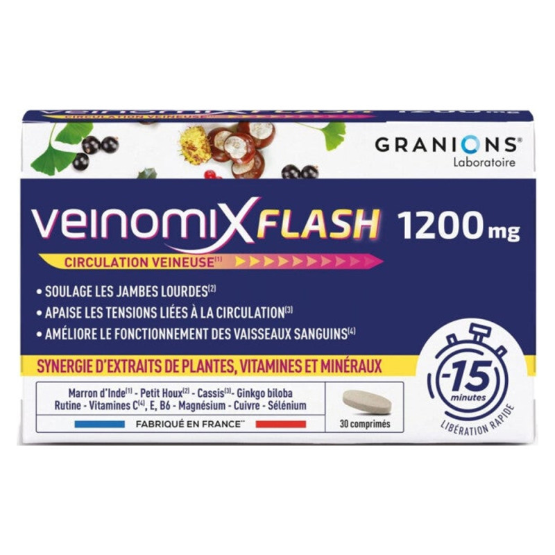 Granions Veinomix flash Circulation veineuse 30 comprimés 1200mg